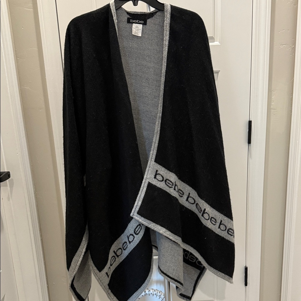 Bebe Black and Gray Open Front Wrap